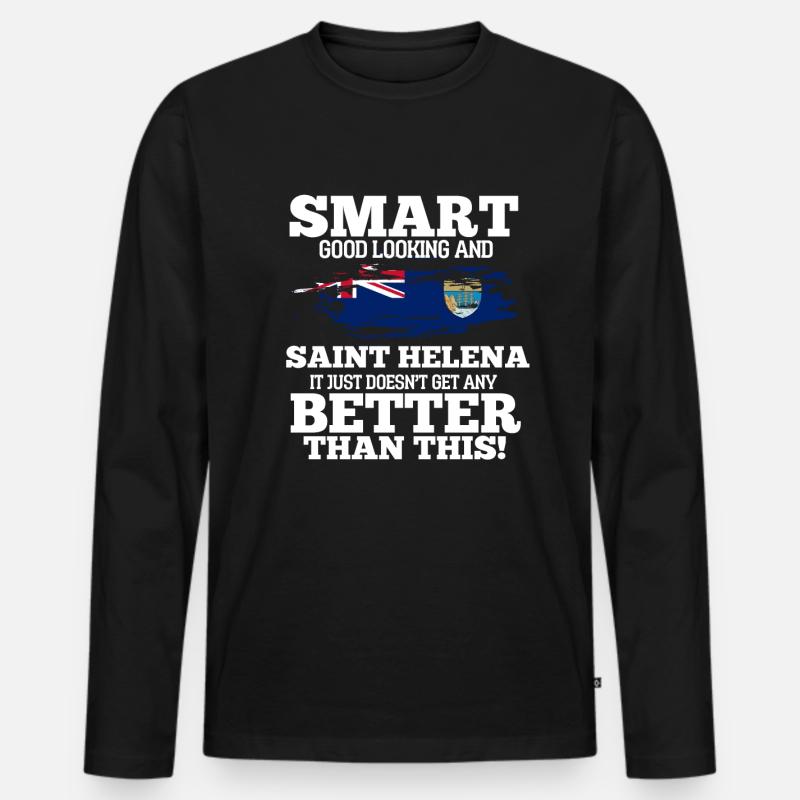 Saint Helena - Männer Premium Bio Langarmshirt - Schwarz