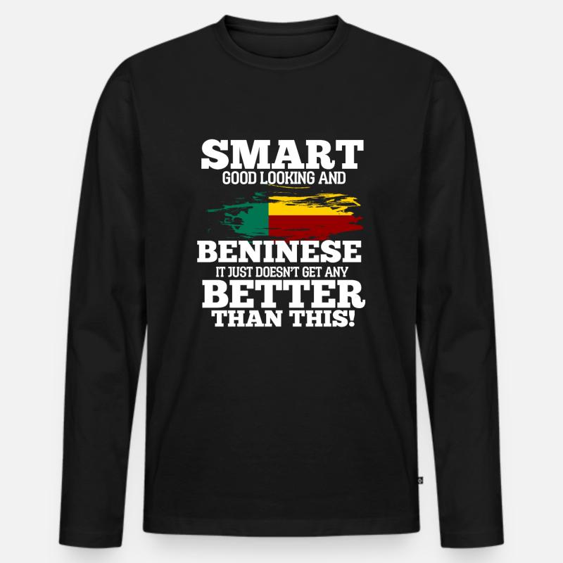 Benin - Männer Premium Bio Langarmshirt - Schwarz