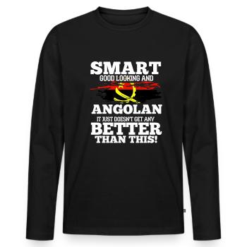 Angola - Men's Premium Organic Long Sleeve Shirt - black - Front - Nico (187cm)