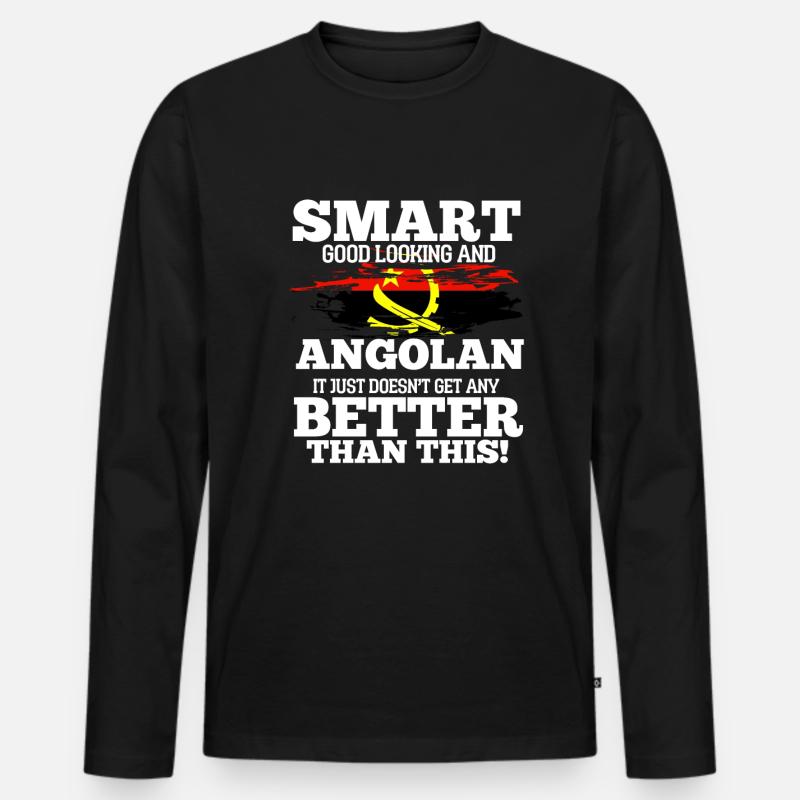 Angola - Männer Premium Bio Langarmshirt - Schwarz