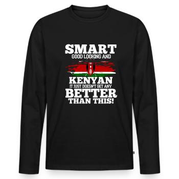 Kenya - Men's Premium Organic Long Sleeve Shirt - black - Front - Nico (187cm)