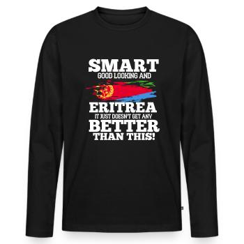 Eritrea - Männer Premium Bio Langarmshirt - Schwarz - Vorne - Nico (187cm)