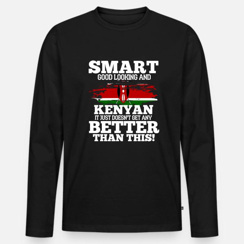 Kenia - Männer Premium Bio Langarmshirt - Schwarz