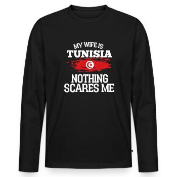 Tunisia - Men's Premium Organic Long Sleeve Shirt - black - Front - Nico (187cm)
