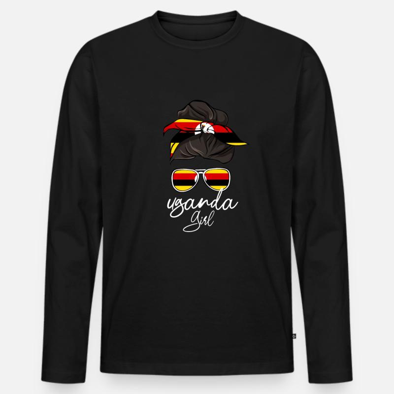 Uganda - Männer Premium Bio Langarmshirt - Schwarz