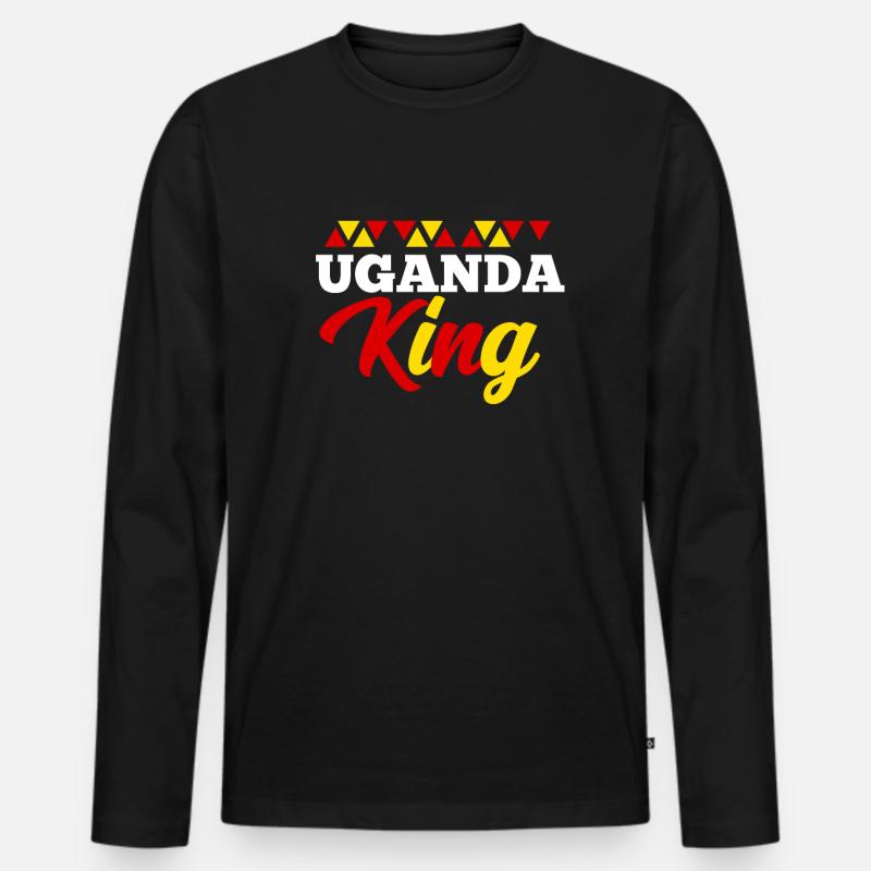 Uganda - Männer Premium Bio Langarmshirt - Schwarz