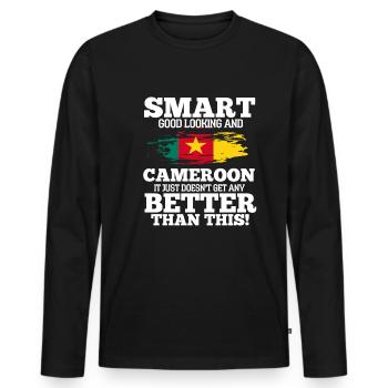Cameroon - Men's Premium Organic Long Sleeve Shirt - black - Front - Nico (187cm)