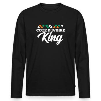 Côte d’Ivoire - T-shirt manches longues Premium bio Homme - noir - Devant - Nico (187cm)