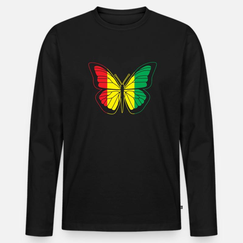 Guinea Flag - Männer Premium Bio Langarmshirt - Schwarz