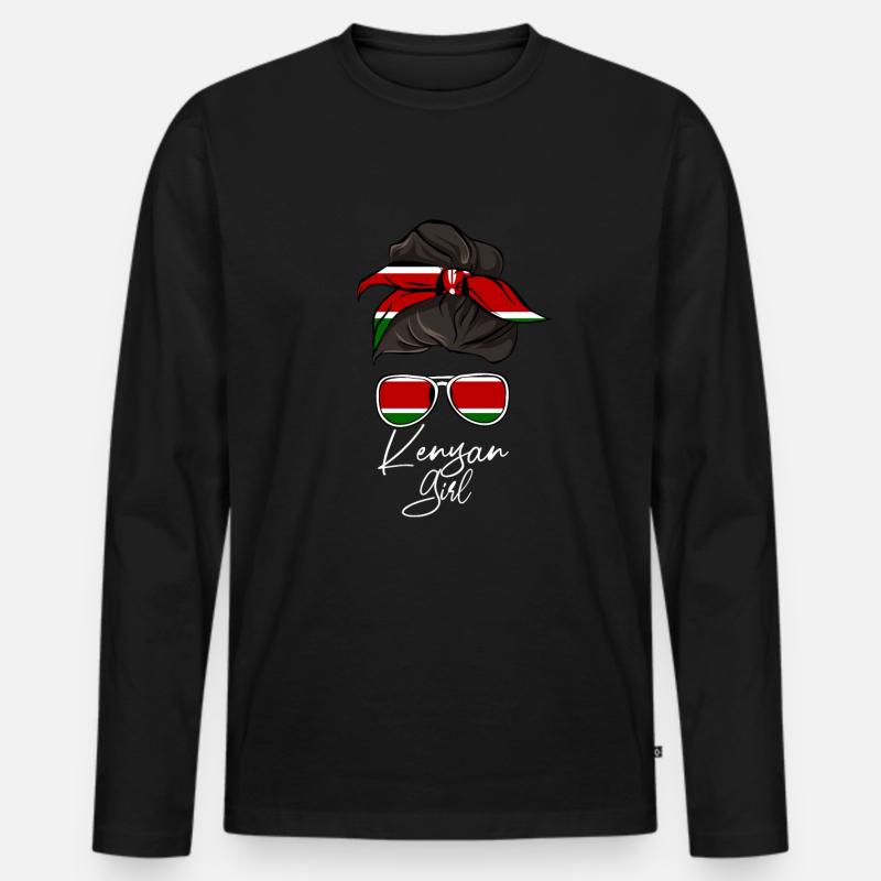 Kenia - Männer Premium Bio Langarmshirt - Schwarz