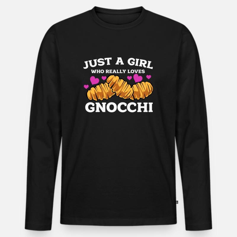 Gnocchi - Männer Premium Bio Langarmshirt - Schwarz
