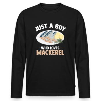 Mackrel Mackrel Saltwater Fish Fishing - Men's Premium Organic Long Sleeve Shirt - black - Front - Nico (187cm)