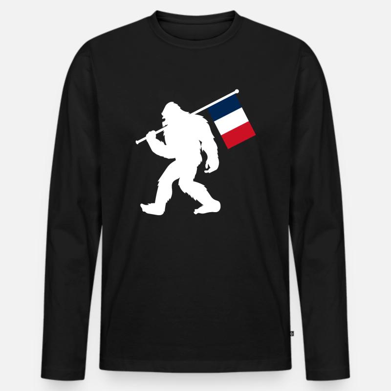 Frankreich - Männer Premium Bio Langarmshirt - Schwarz
