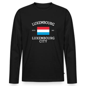 Luxembourg - Men's Premium Organic Long Sleeve Shirt - black - Front - Nico (187cm)