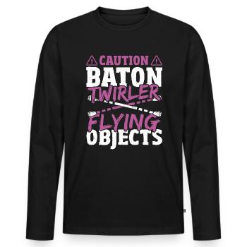 Bâton Twirling Bâton Twirler cadeau - T-shirt manches longues Premium bio Homme - noir - Devant - Nico (187cm)