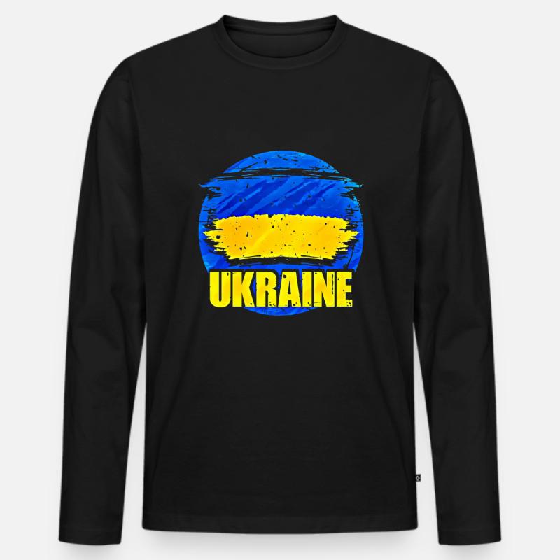 Ukraine - Männer Premium Bio Langarmshirt - Schwarz