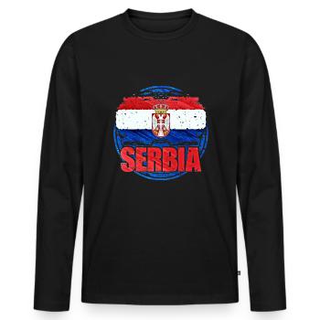Serbia - Men's Premium Organic Long Sleeve Shirt - black - Front - Nico (187cm)