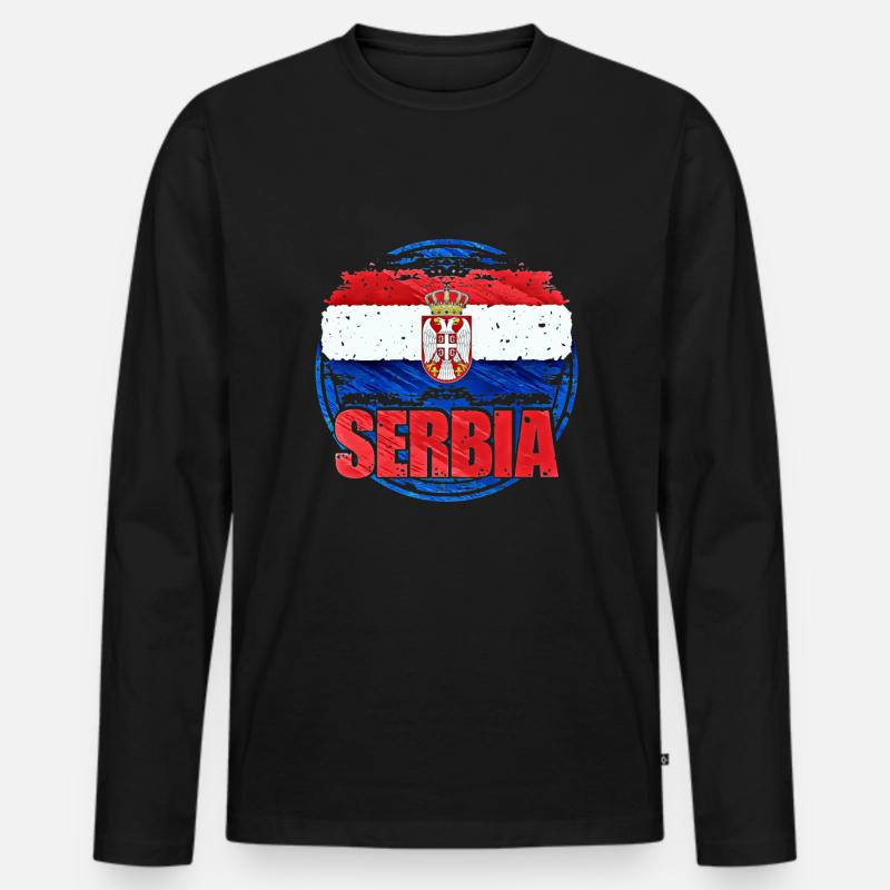Serbien - Männer Premium Bio Langarmshirt - Schwarz