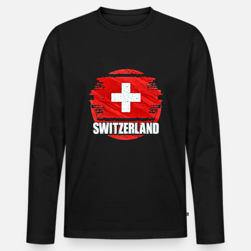 Schweiz - Männer Premium Bio Langarmshirt - Schwarz
