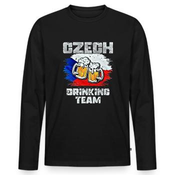 Équipe de beuverie de la République tchèque - T-shirt manches longues Premium bio Homme - noir - Devant - Nico (187cm)