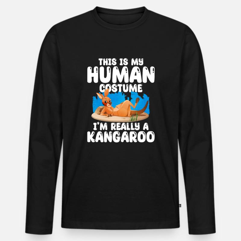 känguru - Männer Premium Bio Langarmshirt - Schwarz