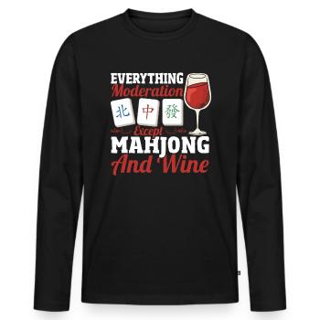 Cadeau pour les fans de Mahjong - T-shirt manches longues Premium bio Homme - noir - Devant - Nico (187cm)
