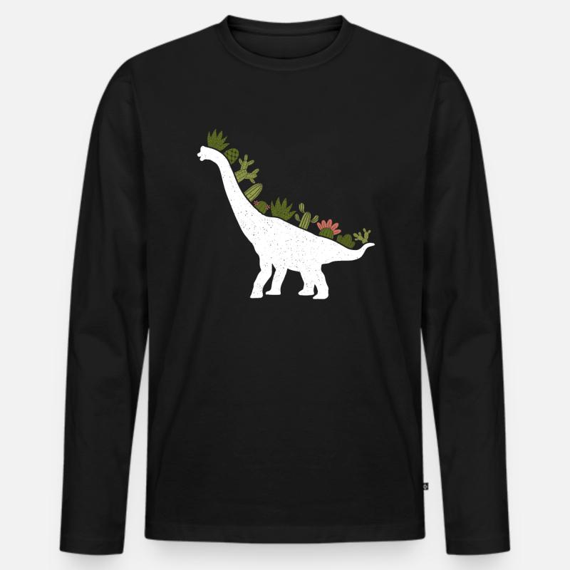 Brachiosaurus Dinosaurier Geschenk - Männer Premium Bio Langarmshirt - Schwarz