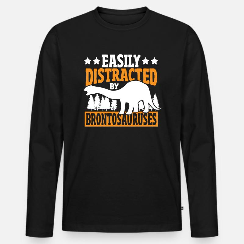 Brontosaurus Dino Geschenk - Männer Premium Bio Langarmshirt - Schwarz