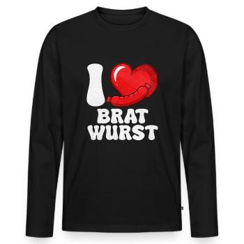 Bratwurst als Geschenk - Männer Premium Bio Langarmshirt - Schwarz - Vorne - Nico (187cm)