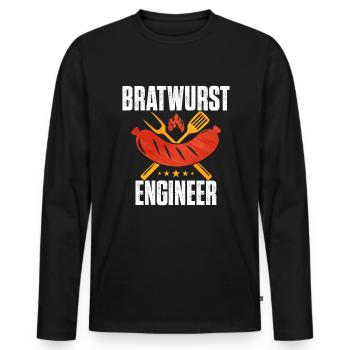 Bratwurst als Geschenk - Männer Premium Bio Langarmshirt - Schwarz - Vorne - Nico (187cm)