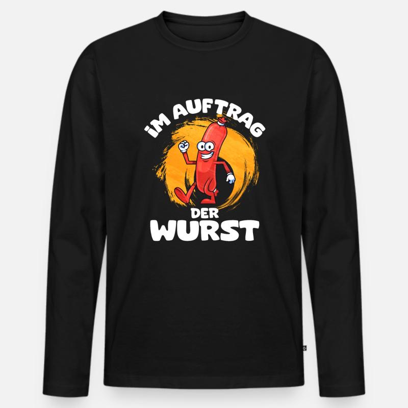 Bratwurst als Geschenk - Männer Premium Bio Langarmshirt - Schwarz