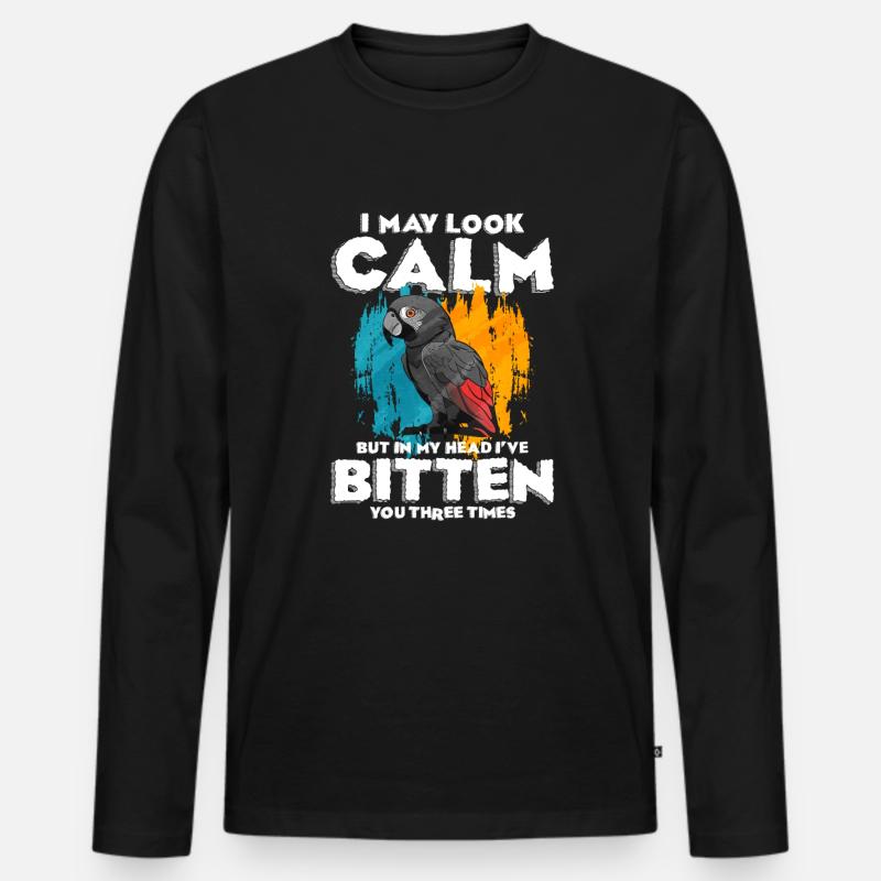 Afrikanisches Graupapagei Geschenk - Männer Premium Bio Langarmshirt - Schwarz