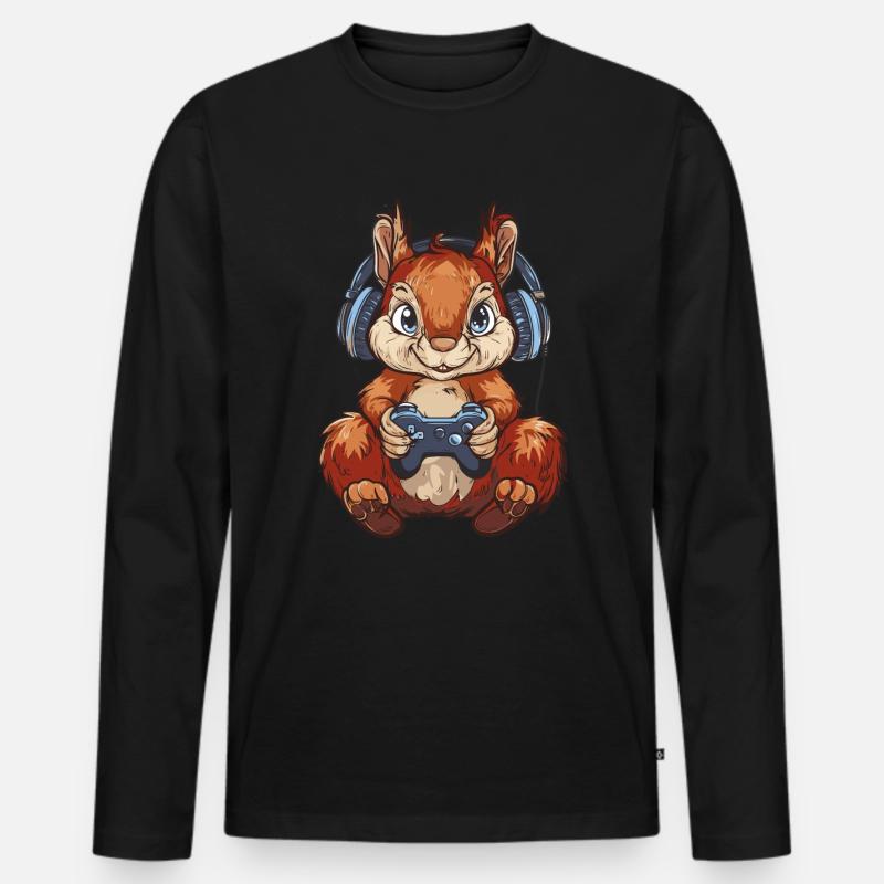 Eichhörnchen Videospiel - Männer Premium Bio Langarmshirt - Schwarz
