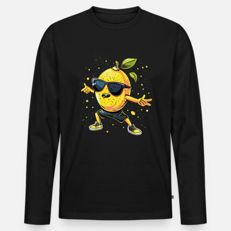 Zitrone - Männer Premium Bio Langarmshirt - Schwarz