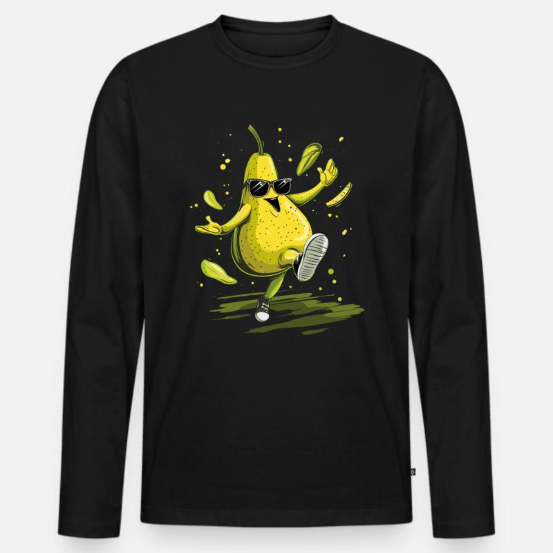 Birne - Männer Premium Bio Langarmshirt - Schwarz