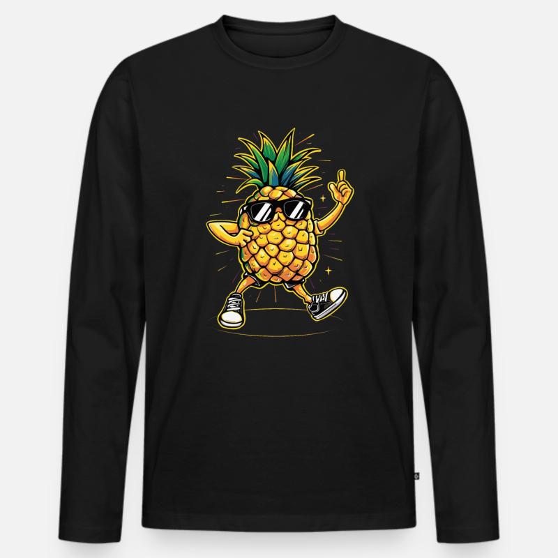Ananas - Männer Premium Bio Langarmshirt - Schwarz