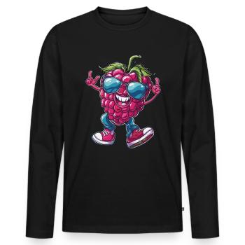 Raspberries - Men's Premium Organic Long Sleeve Shirt - black - Front - Nico (187cm)