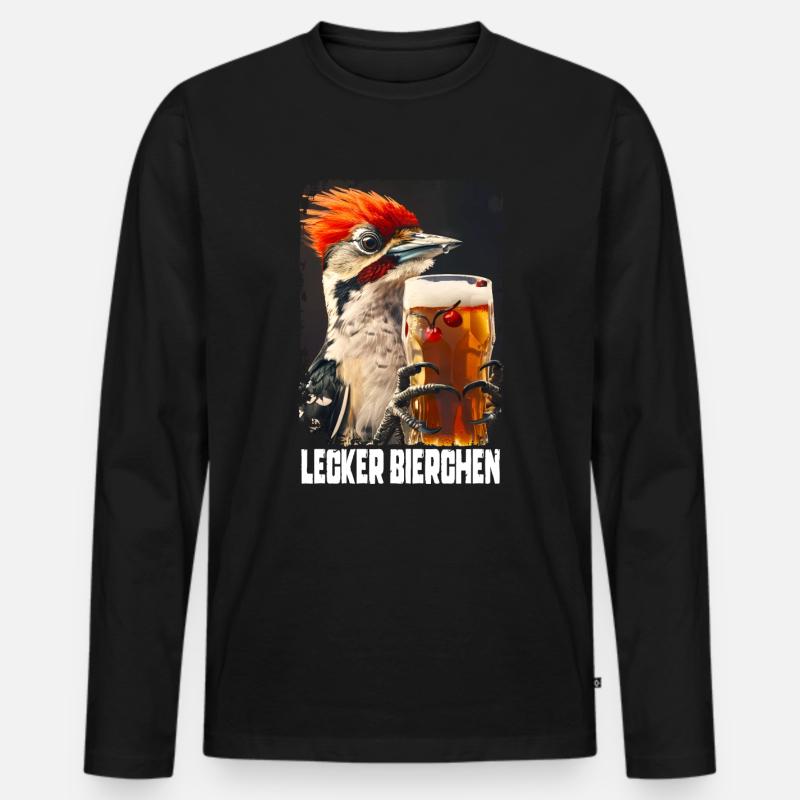 Lecker Bierchen Specht - Männer Premium Bio Langarmshirt - Schwarz