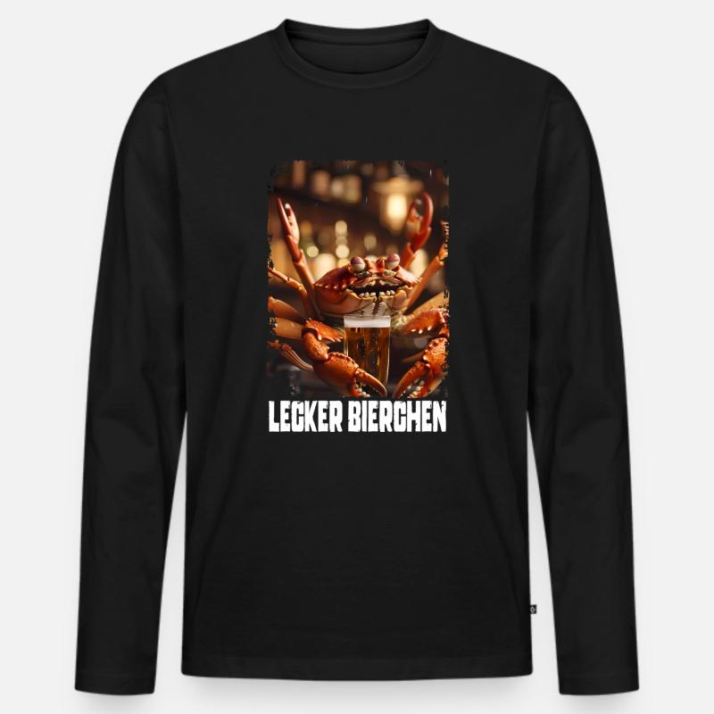 Lecker Bierchen Krabbe - Männer Premium Bio Langarmshirt - Schwarz