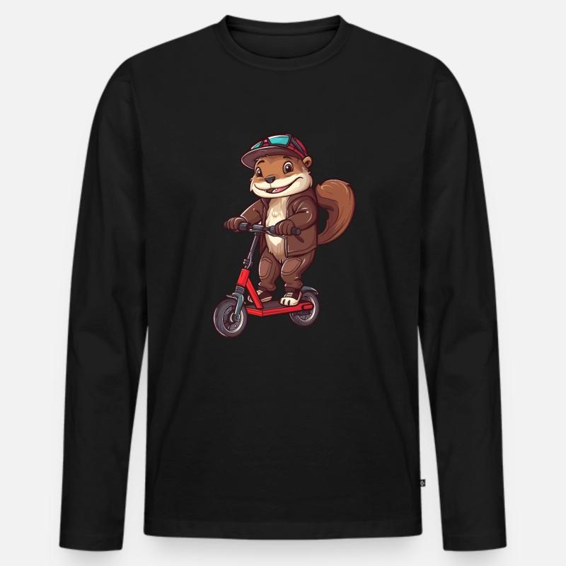 Otter Roller - Männer Premium Bio Langarmshirt - Schwarz