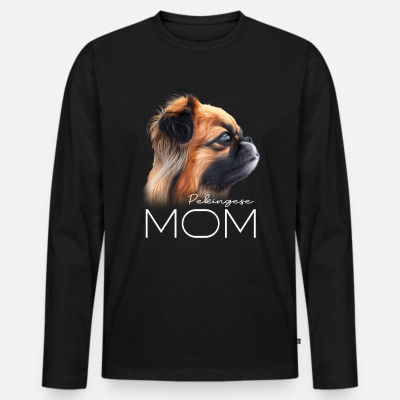 Pekingese Mama - Männer Premium Bio Langarmshirt - Schwarz