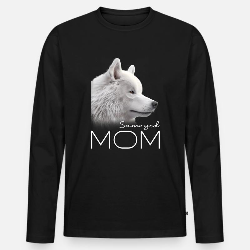 Samoyed Mama - Männer Premium Bio Langarmshirt - Schwarz