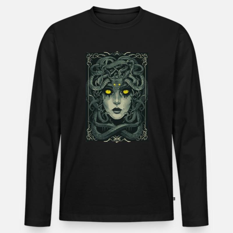 Meduse Tarot - Männer Premium Bio Langarmshirt - Schwarz