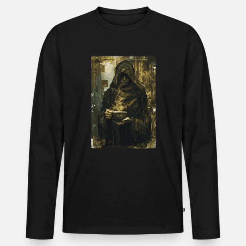 Der Kaffeetrinker Tarot - Männer Premium Bio Langarmshirt - Schwarz