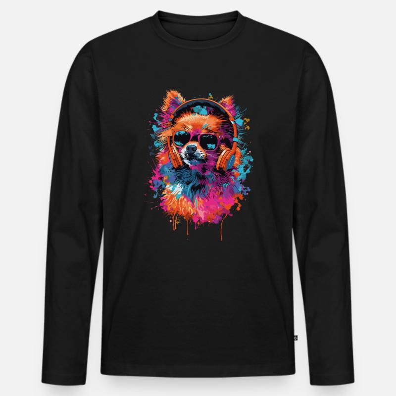 Pomeranian - Männer Premium Bio Langarmshirt - Schwarz