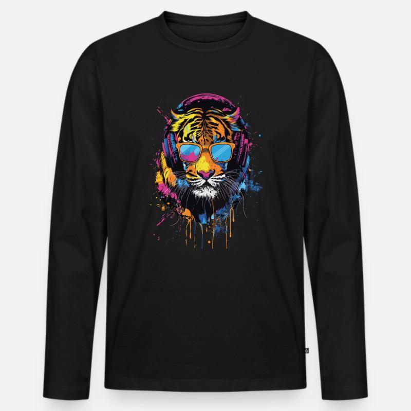 Tiger - Männer Premium Bio Langarmshirt - Schwarz