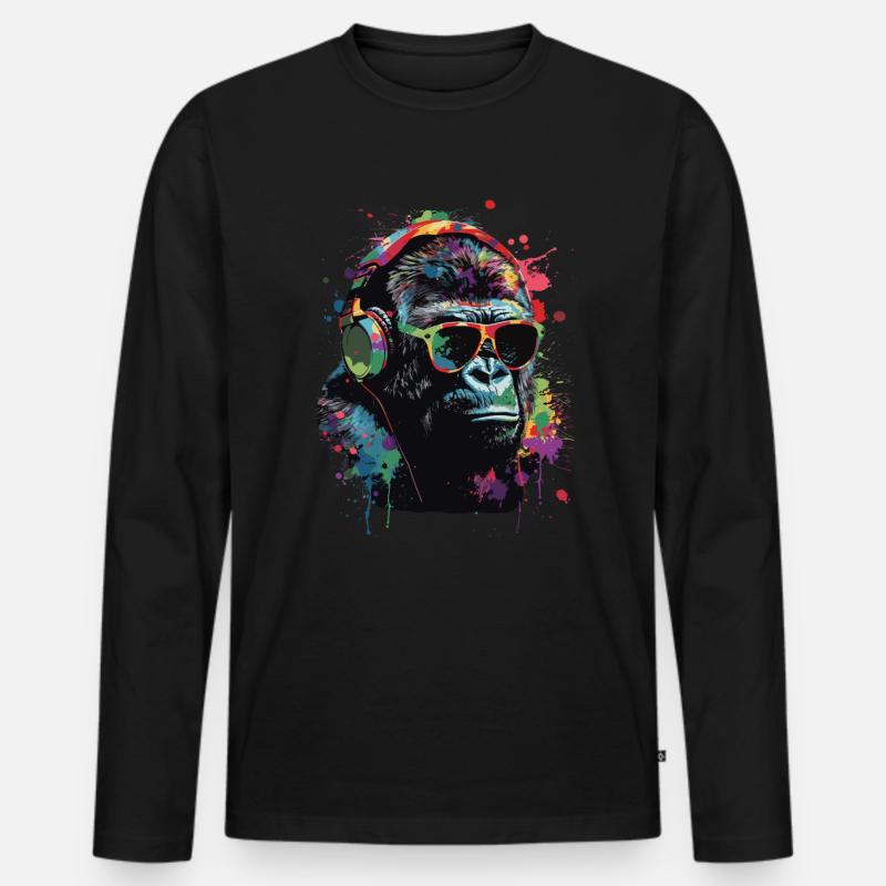 Gorilla - Männer Premium Bio Langarmshirt - Schwarz