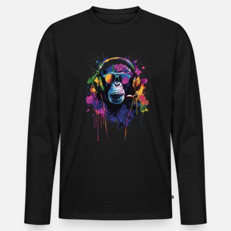 Affee - Männer Premium Bio Langarmshirt - Schwarz