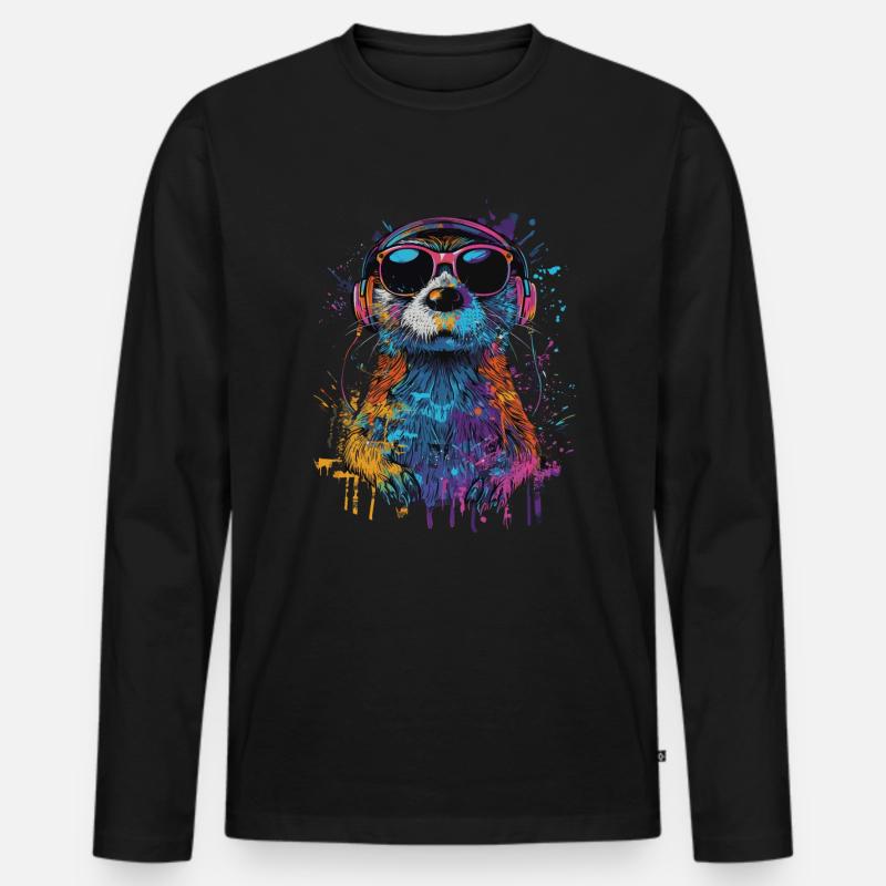 Otter - Männer Premium Bio Langarmshirt - Schwarz