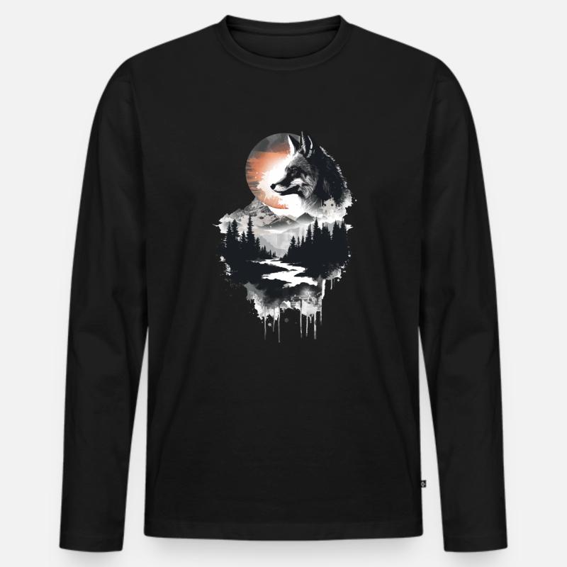 Fuchs - Männer Premium Bio Langarmshirt - Schwarz